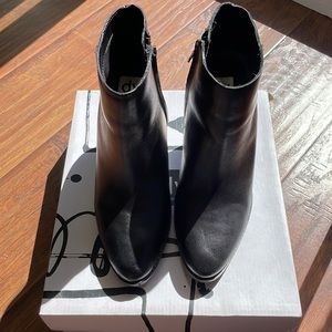 Black leather booties